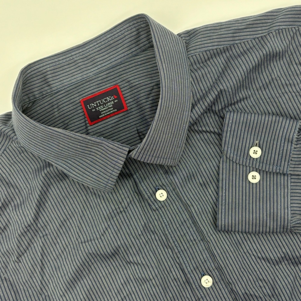 UNTUCKit XXXL Mens Villard‎ Wrinkle Free 100% Cotton Pinstripe Button Down Shirt